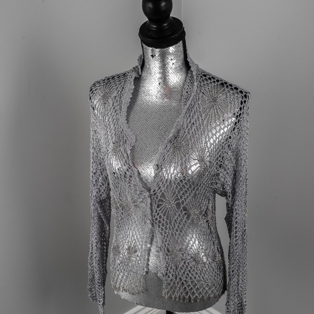 NWOT crochet beaded cardigan - S
